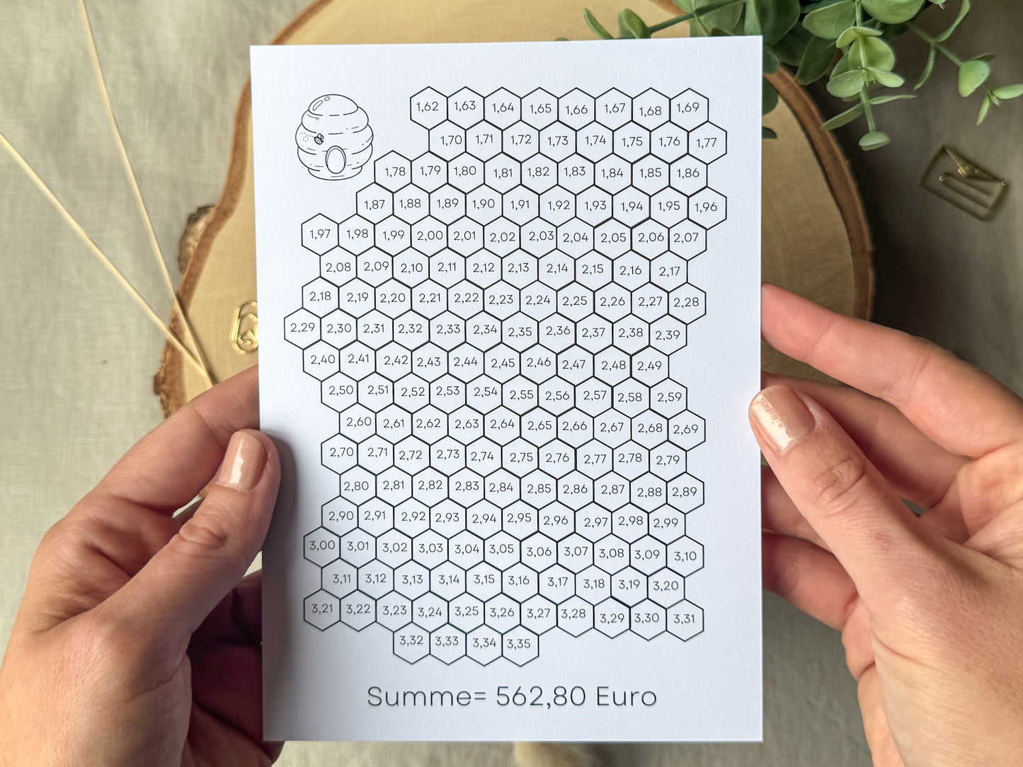 Kleingeldchallenge „Fleißiges Bienchen“ A5 minimalistisch