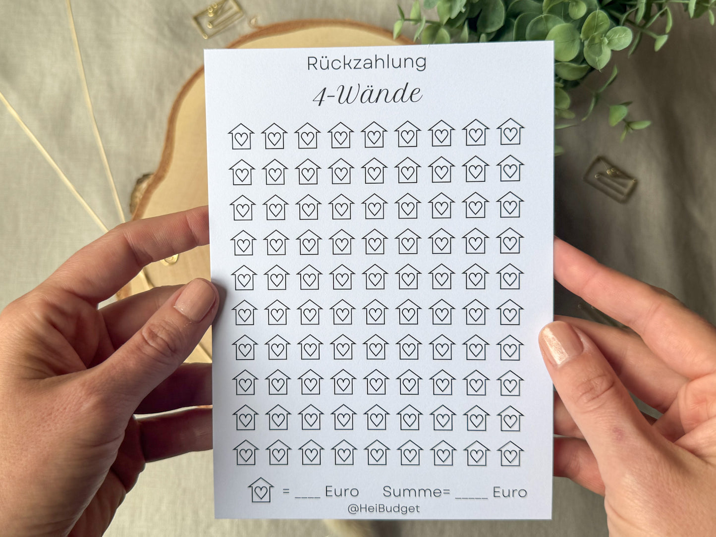 Rückzahlung 4 Wände Kredit A5 minimalistisch