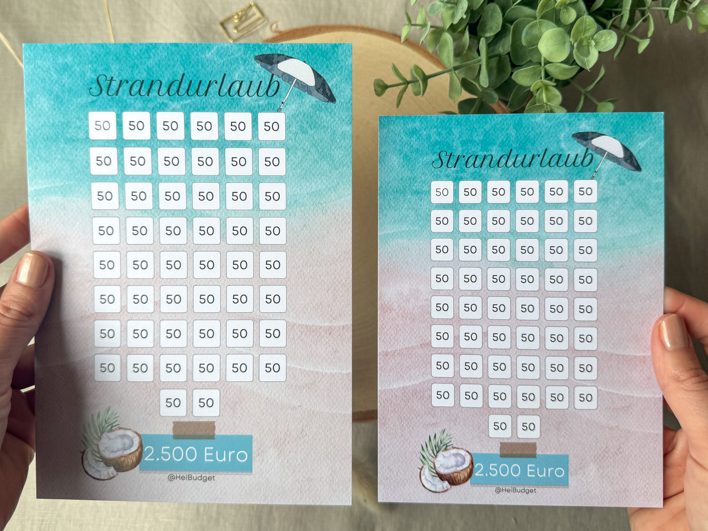 Urlaub Strand 2.500 Euro A5 bunt
