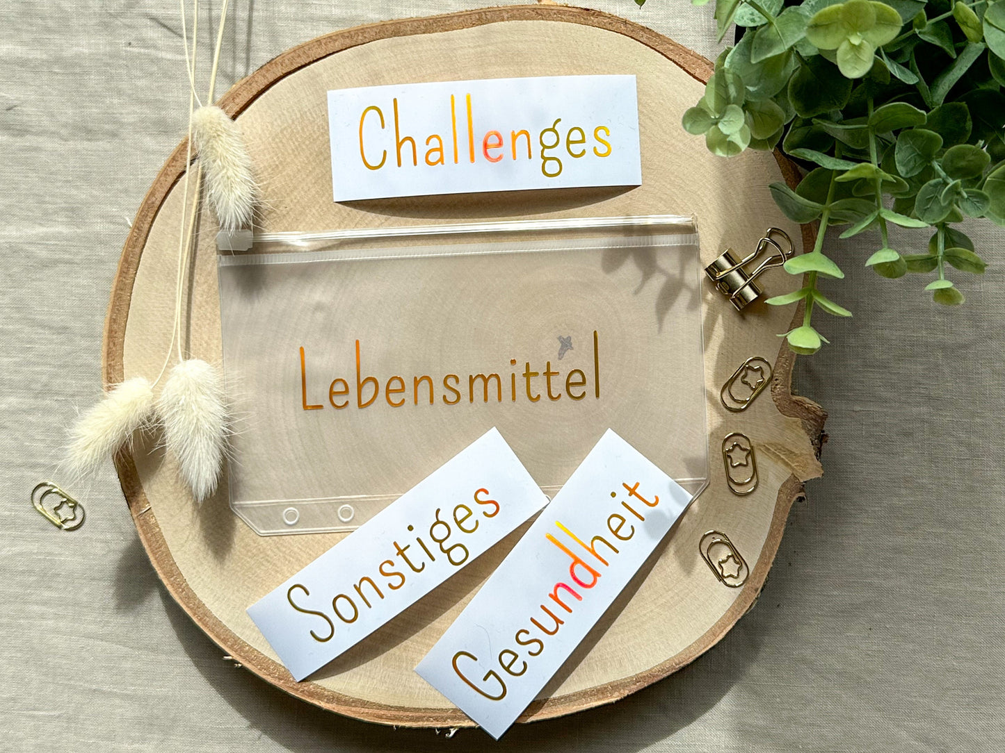 goldener Vinylaufkleber für Budgetumschlag