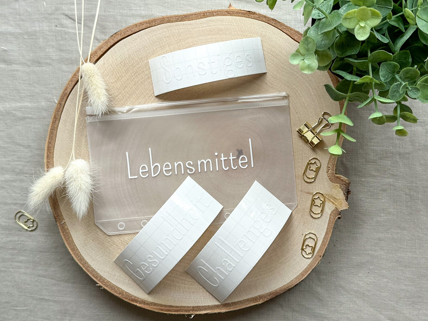 weißer Vinylaufkleber für Budgetumschlag