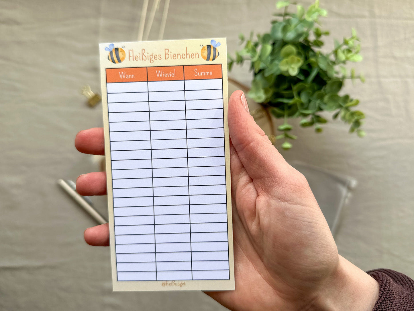 Oopsie Kleingeldchallenge "Fleißiges Bienchen" laminiert A6 bunt