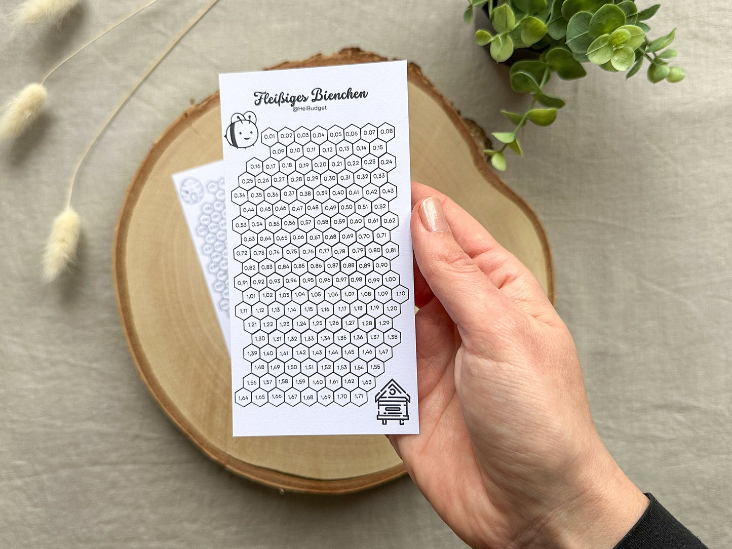 Kleingeldchallenge "Fleißiges Bienchen" A6 minimalistisch