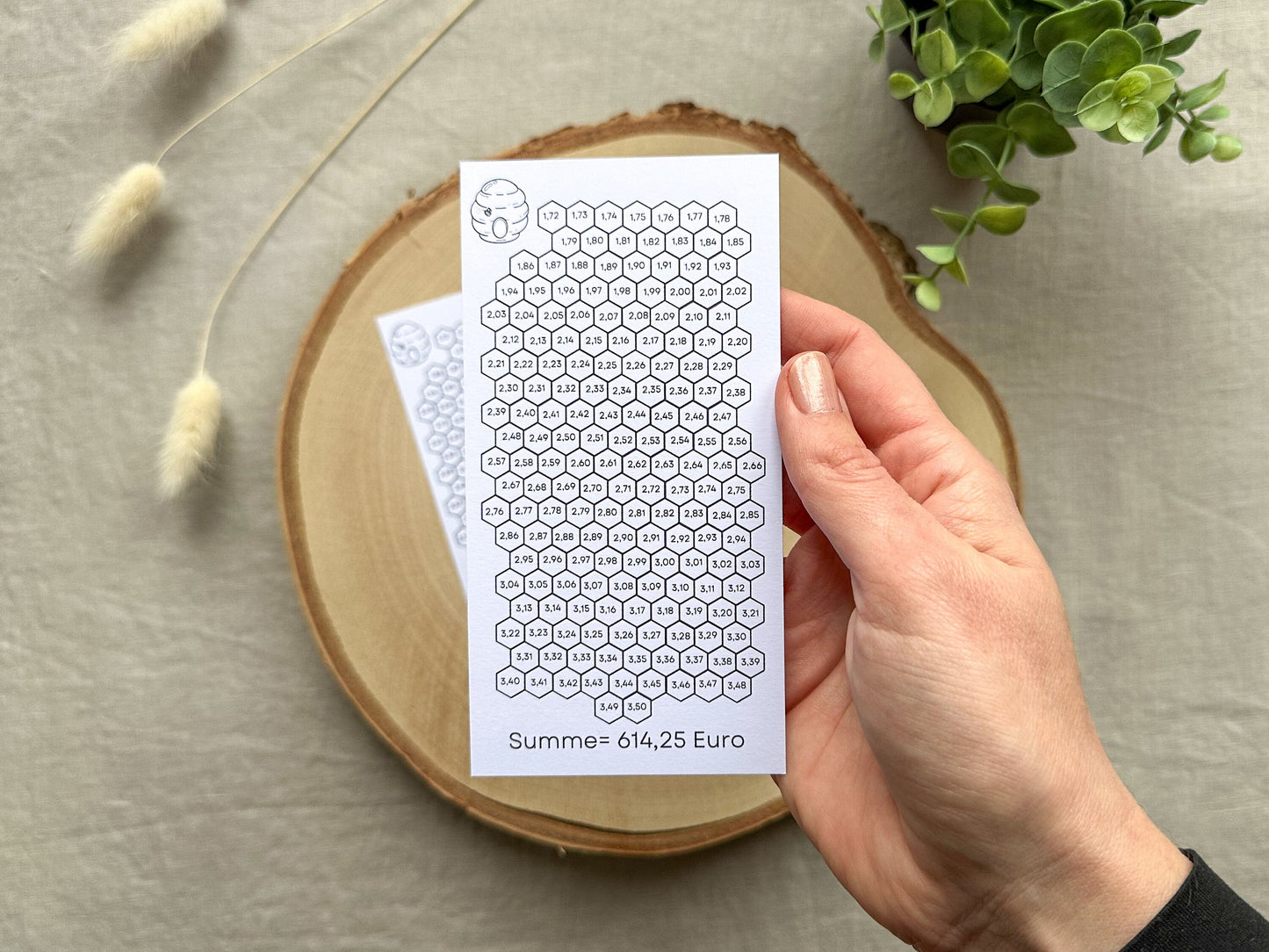 Kleingeldchallenge "Fleißiges Bienchen" A6 minimalistisch