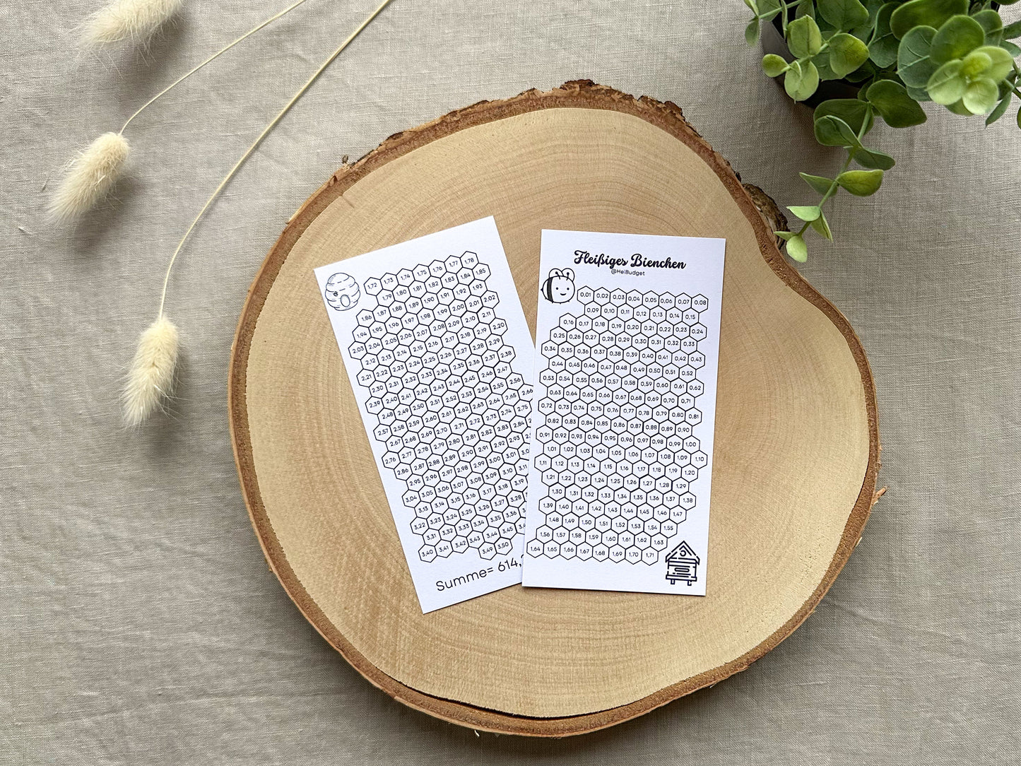Kleingeldchallenge "Fleißiges Bienchen" A6 minimalistisch