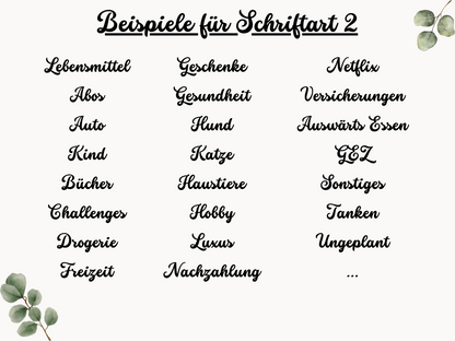 schwarze Vinylaufkleber für Budgetumschläge