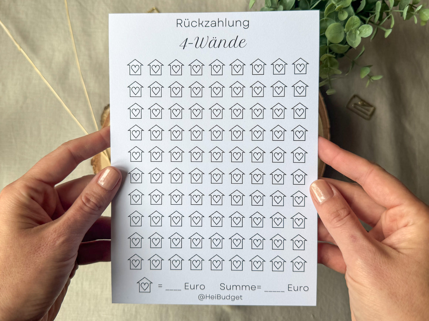 Rückzahlung 4 Wände Kredit A5 minimalistisch