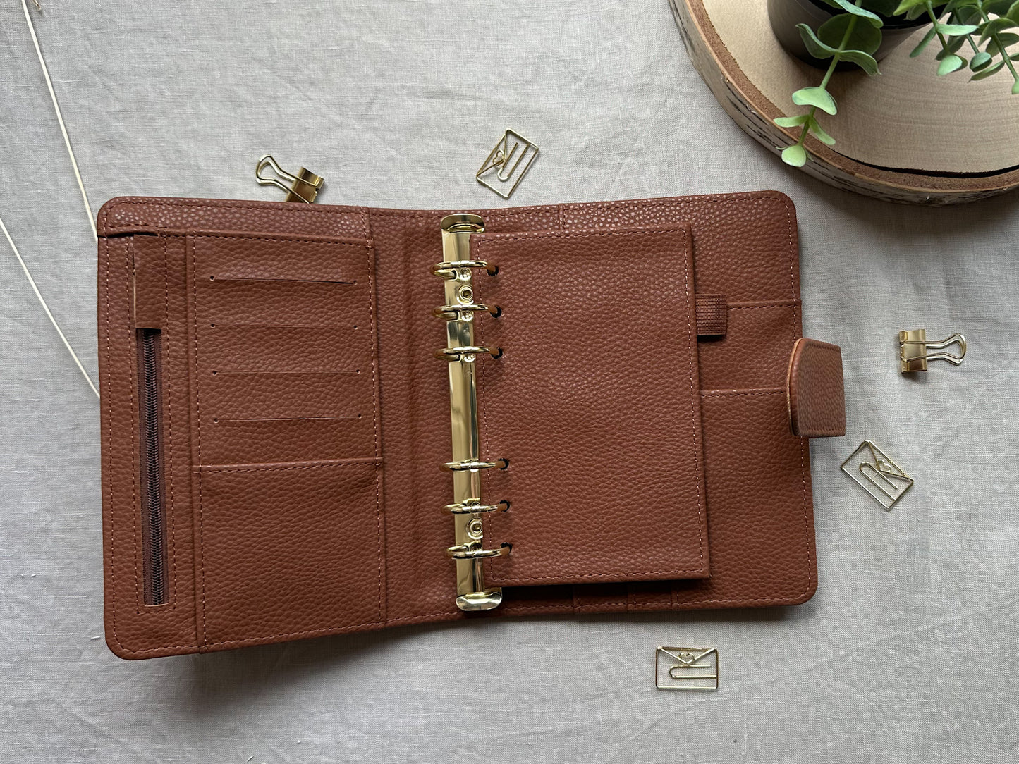 Budget Binder A6 in braun mit goldenen Ringen - Budgetbinder - Planer