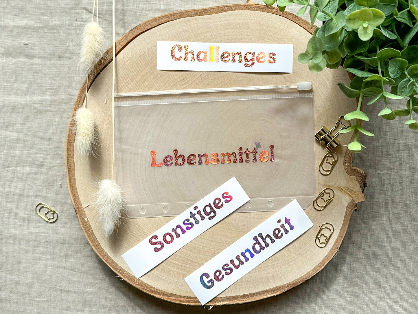 rosé glitzernder Vinylaufkleber für Budgetumschlag