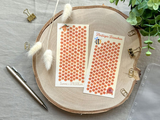 Kleingeldchallenge "Fleißiges Bienchen" A6 bunt