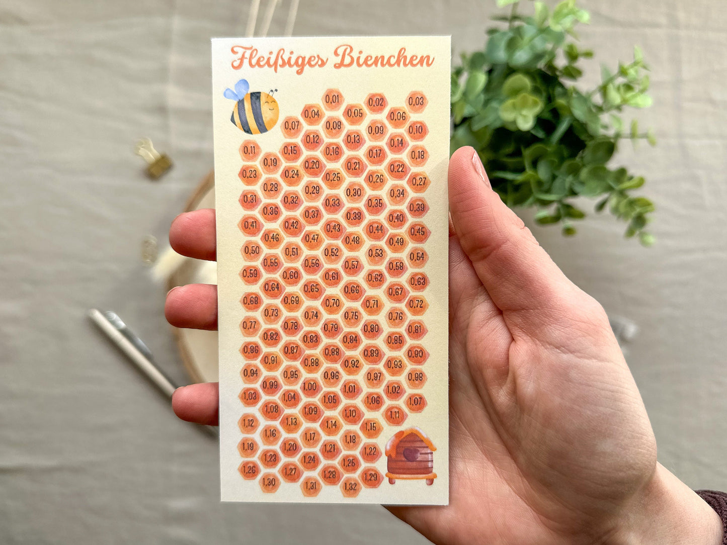 Kleingeldchallenge "Fleißiges Bienchen" A6 bunt