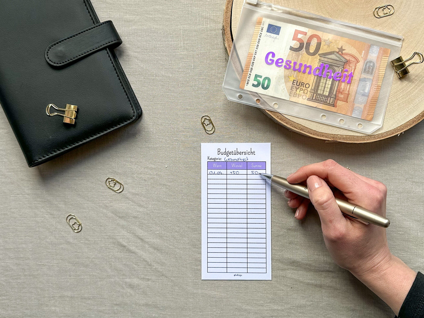 Budgetübersicht A6 lila